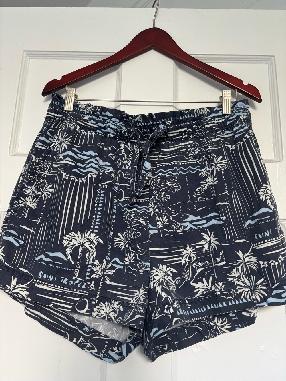 Calypso St. Barth Navy and Light Blue Palm-Print Athletic Shorts